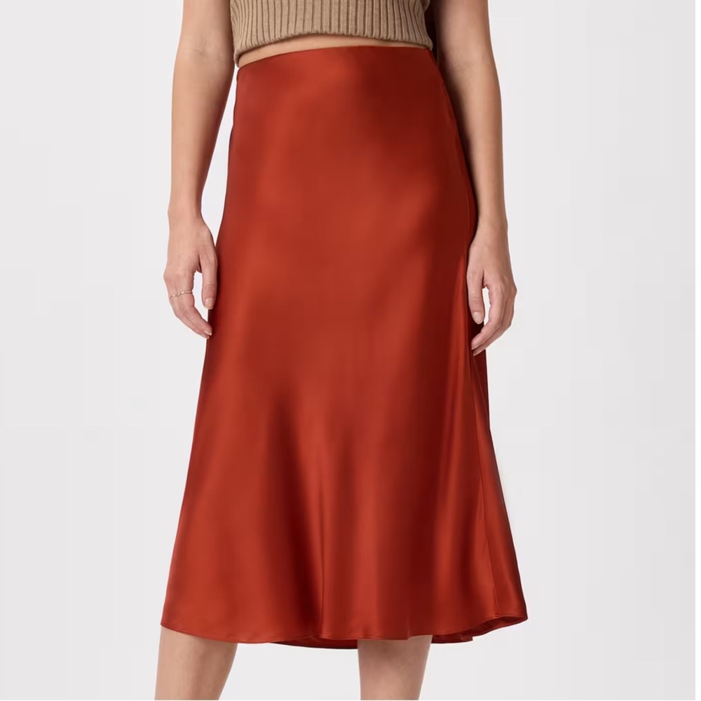 🔴Red Terracotta Midi Skirt satin